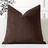 Artscope Cozy Striped Corduroy Pillow Covers Super Soft Decorative Square Throw Pillow Covers Case Cushion Covers for Sofa Couch Bedroom Car Decor 16 x 16 Inches, Brown