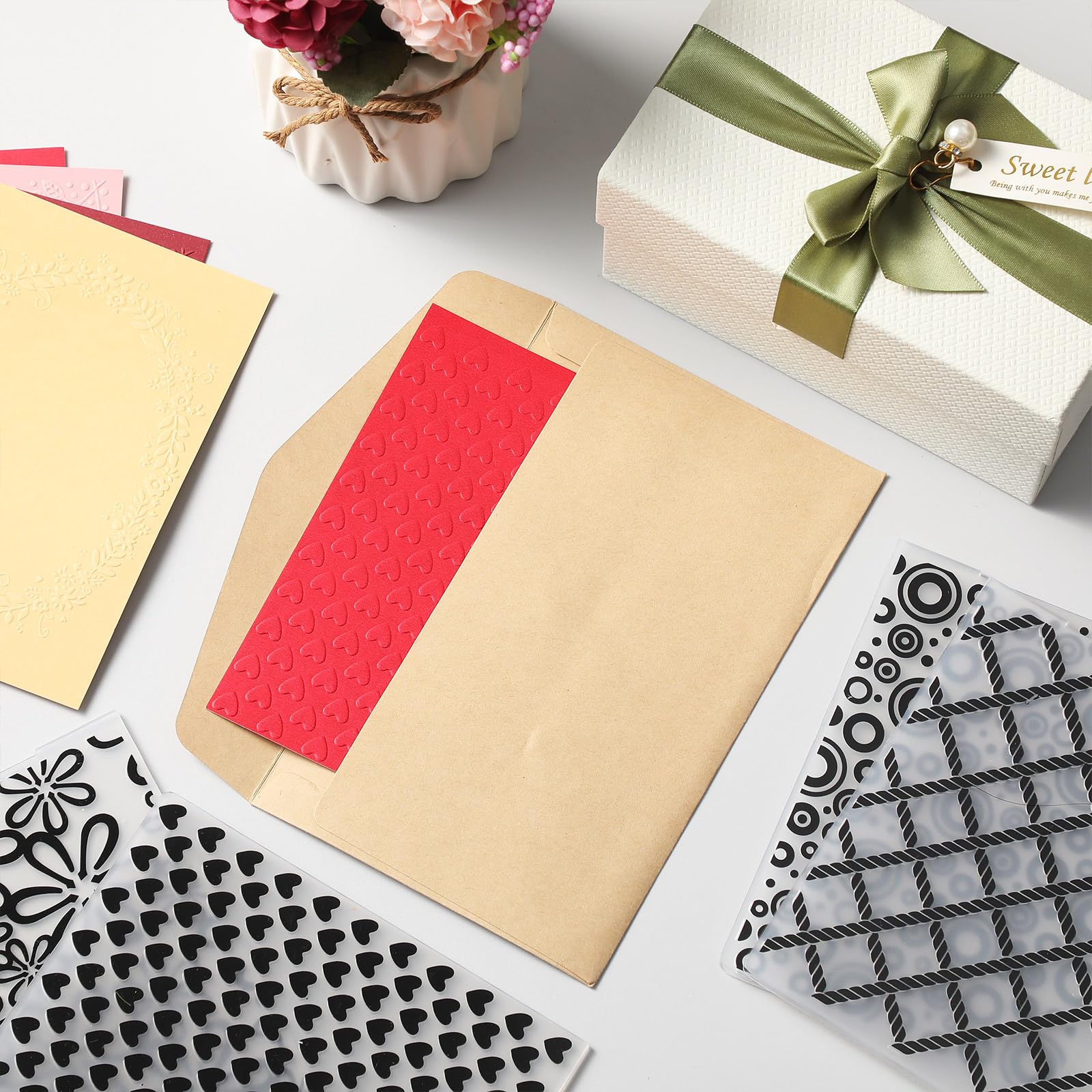 Geiserailie 8 Pcs Embossing Folders Embossing Machine Template Paper Card Folders for Christmas Card Making DIY Flower Scrapbook Photo Album Craft Decoration 5.9 x 4.1 Inch (Classic Style)