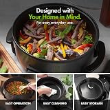 VonShef Electric Frying Pan 5L 1500W 30cm Non-Stick Skillet with Glass Lid view 8