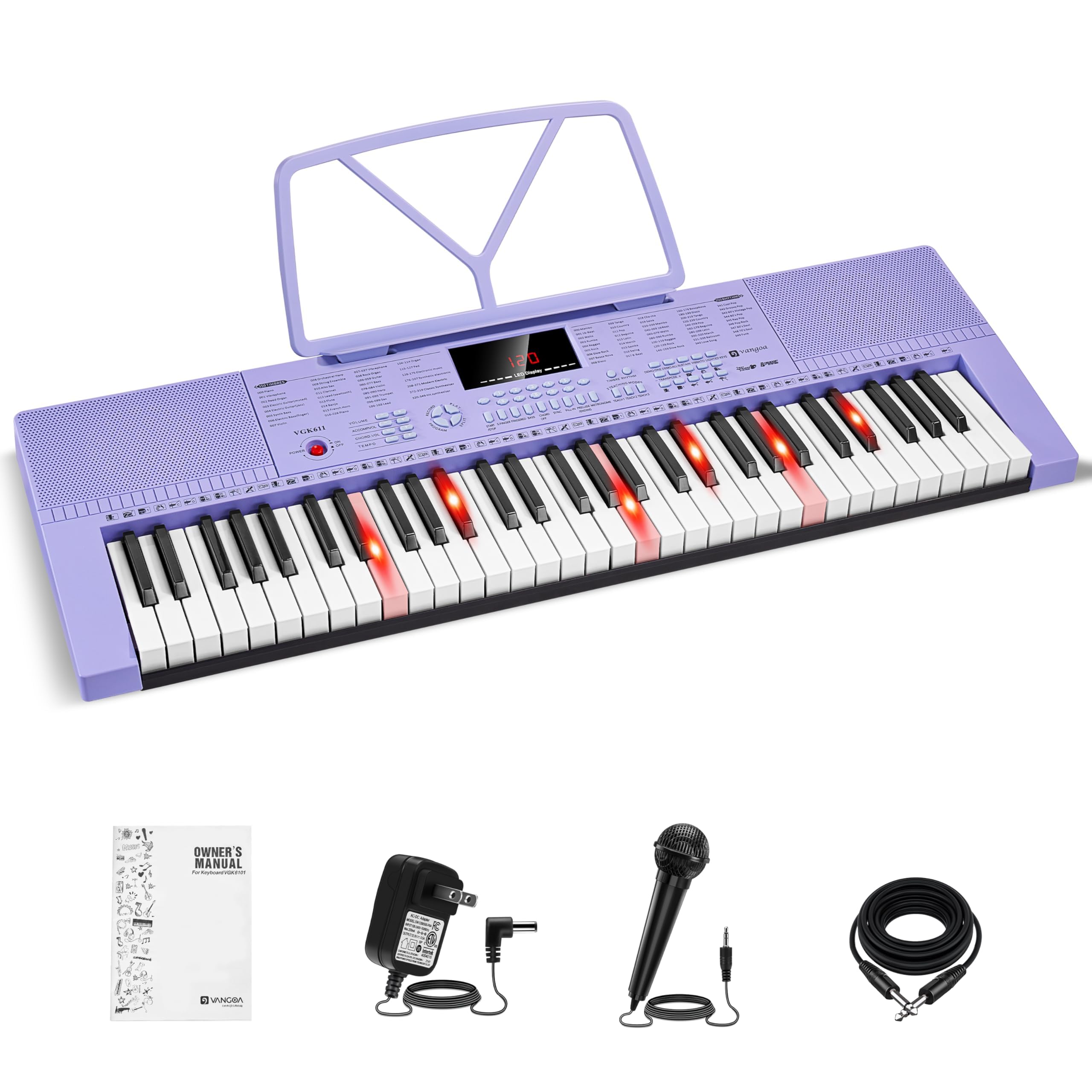 Photo 1 of Vangoa VGK611 Piano Keyboard for Beginner, 61 Keys Electric Keyboard Piano Portable Music Keyboard with Mini Lighted Keys, Electronic Piano for Kids Boy Girl, Purple