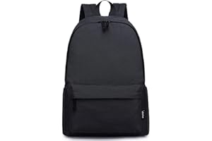 abshoo Lightweight Casual Unisex Backpack for School Solid Color Boobags (Black)