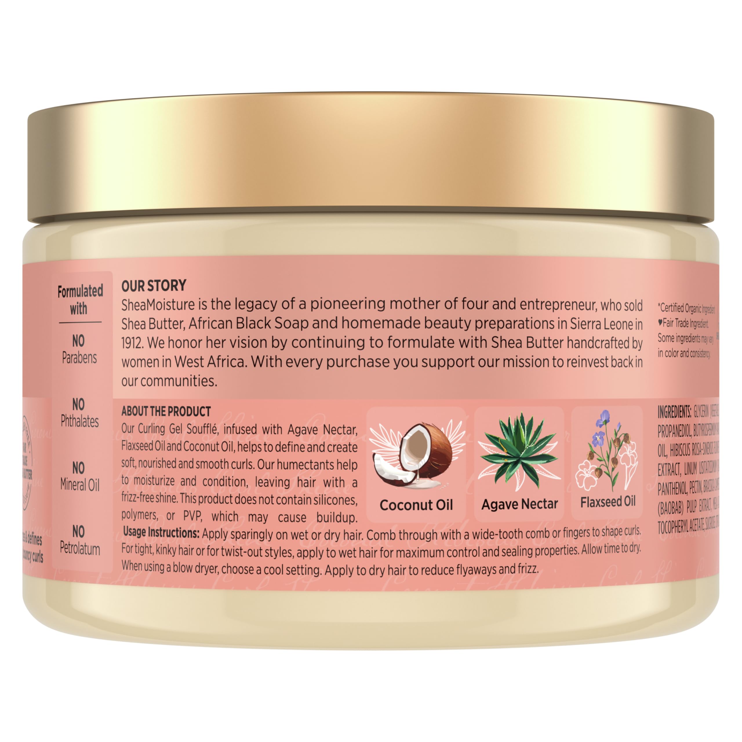 SheaMoisture Curling Gel Souffle Coconut and Hibiscus for Thick, Curly Hair to Moisturize and Protect Hair 12 oz