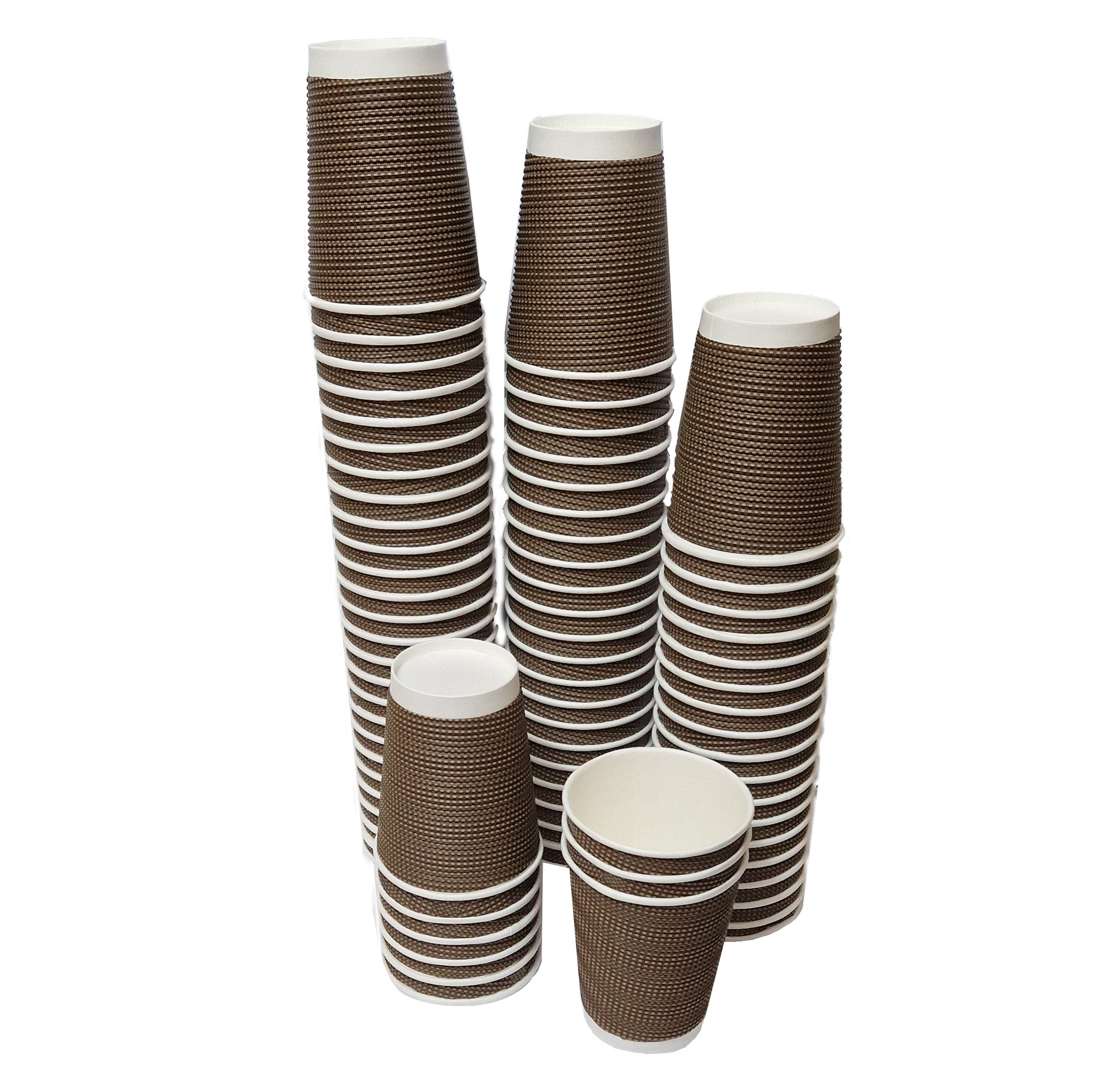 EcoWise 12 OZ / 340 mn Disposable Paper Coffee Cup Ripple Double Craft for Hot Drinks Cup and Hot Chocolate Cup (12 OZ, 50, Count)