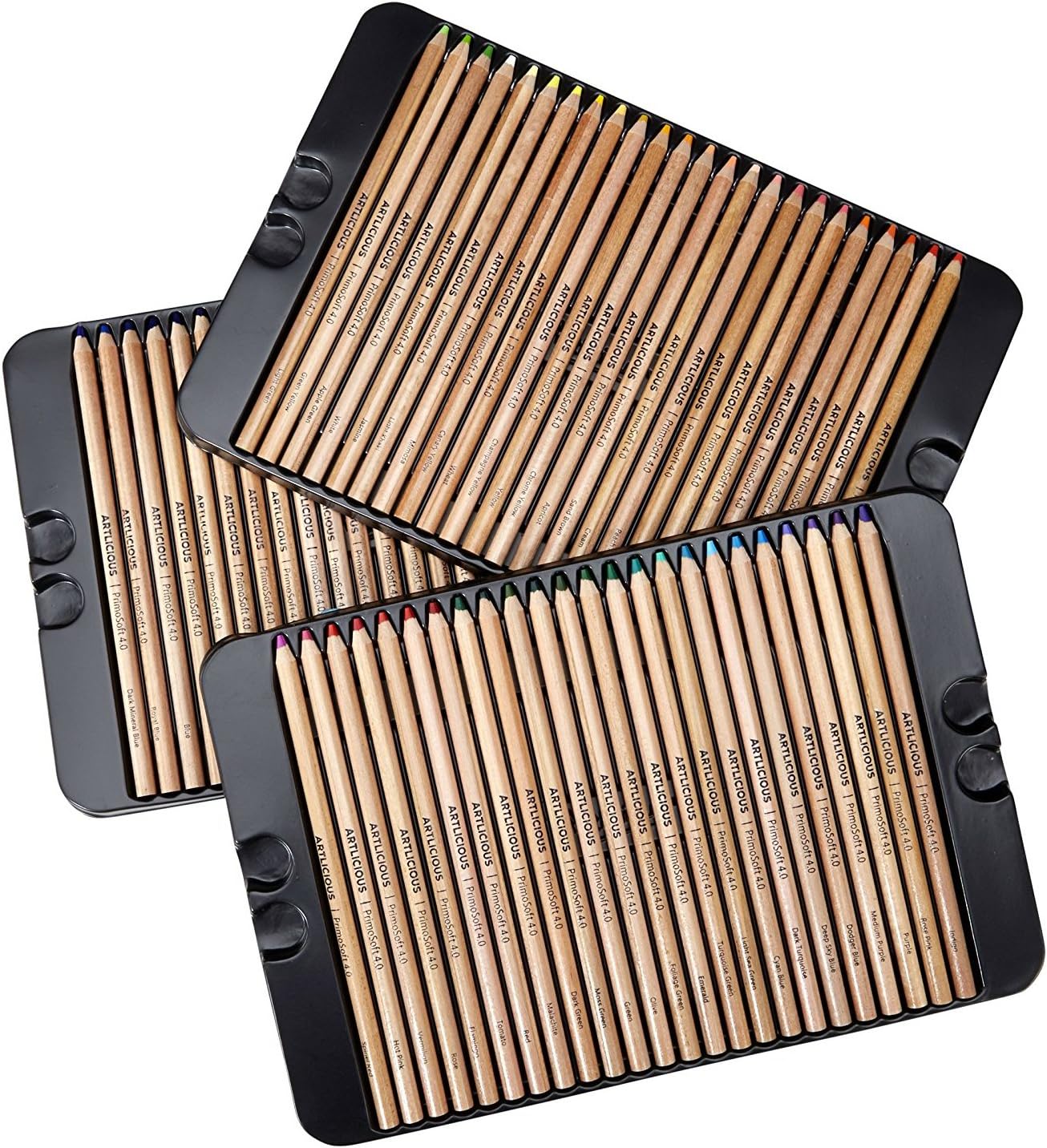 Artlicious - PrimoSoft 4.0 mm - 72 Premium Soft Core Wooden Colored Pencils in Tin Case
