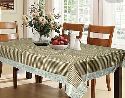 Kuber Industries Waterproof PVC 6 Seater Dining Table Cover - Brown
