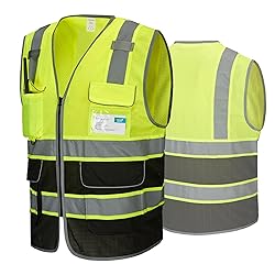 COOLJOB 9 Pockets Reflective Mesh Safety Vest for