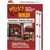 QuakeHold! 4164 Furniture Strap Kit, White, Two 15-Inch Straps | Two white furniture straps; the wall end screws into a stud. Check furniture attachment and placement before ordering.