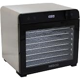 NESCO 8-Tray Stainless Steel Food Dehydrator &ndash; Digital Timer, Temp Control, Inner Light, Drip Tray &ndash; Jerky, Fruit, Herbs, Dog Treats, 650W, BPA-Free