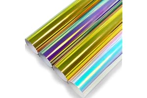 Efuncro Holographic Heat Transfer Vinyl- 12" x 12'' 4 Sheets Holographic HTV for Shirts, Pillow, Holographic Iron on Vinyl for Heat Press Machine, Matellic Sheen, Easy to Cut & Weed