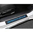 AJLOTMO 4Pcs Santa Cruz Door Sill Protector Reflective 4D Carbon Fiber Sticker Decoration Door Entry Guard Door Sill Scuff Plate Stickers Accessories Compatible with Hyundai Santa Cruz (Blue)