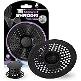ShowerShroom Ultra Matte Black Hair Catcher, Stainless Steel Drain Protector, Fits All Shower Drains