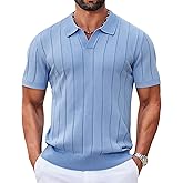 COOFANDY Mens Polo Shirts Short Sleeve V Neck Knit Shirts for Men Casual Old Money Clothes Mens Golf Shirt