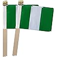 TSMD Nigeria Stick Nigerian Small Mini Hand Held Flags,5x8 Inch,12 Pack
