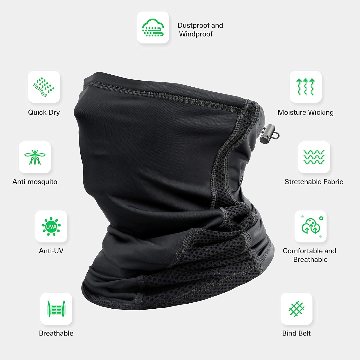 Cooling Neck Gaiter Drawstring, Breathable Fitness Face Cover Sun Dust Protection Lightweight Scarf Mask Summer Winter Bandana for Men Women for Fishing Hiking Skiing Cycling Running Sports Outdoor: Sports & Outdoors