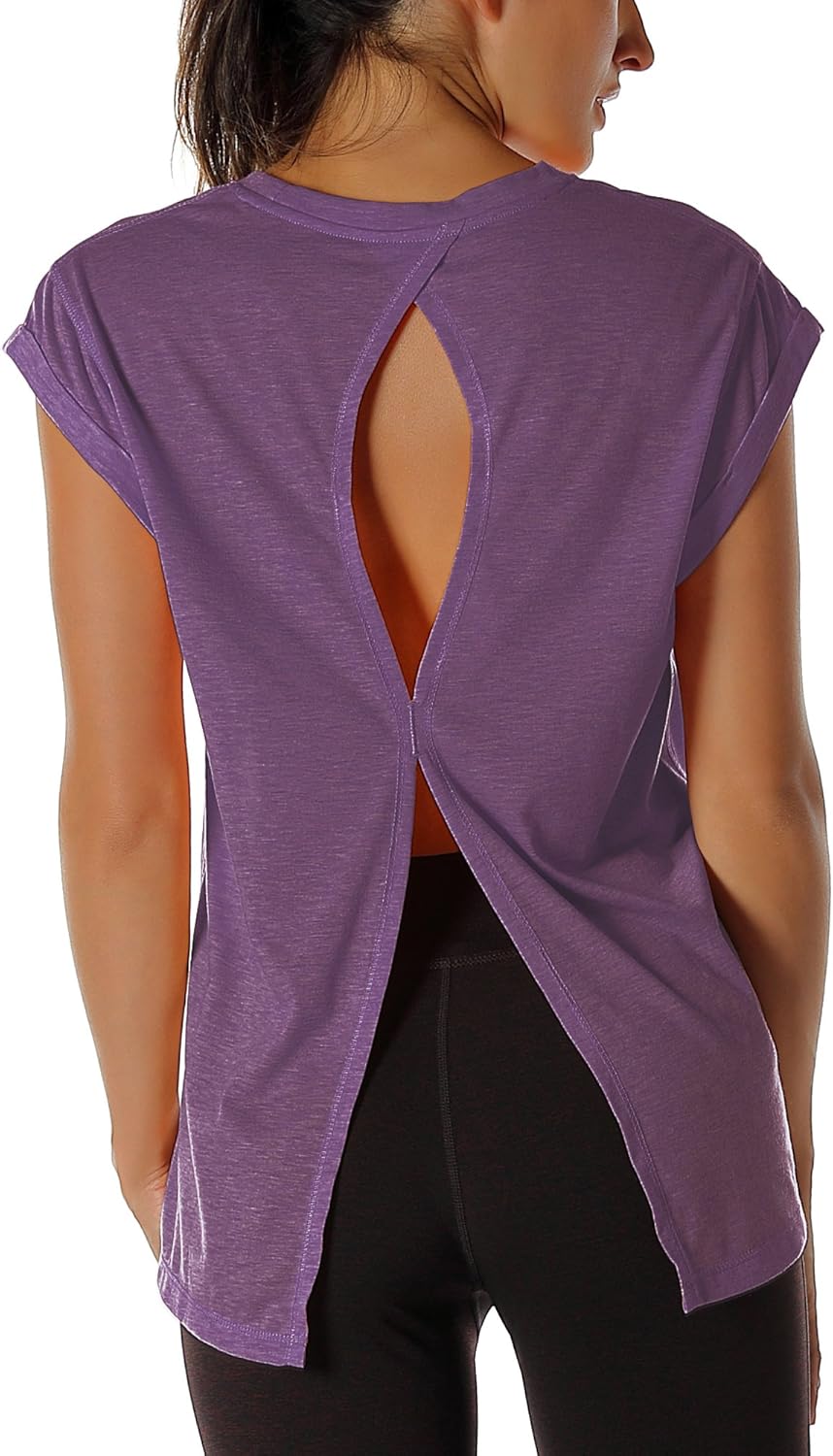 icyzone Open Back Workout Top Shirts Yoga tShirts