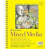 Strathmore 300 Series Mixed Media Paper Pad, Side Wire Bound, 9x12 inches, 40 Sheets (117lb/190g) - Artist Paper for Adults a