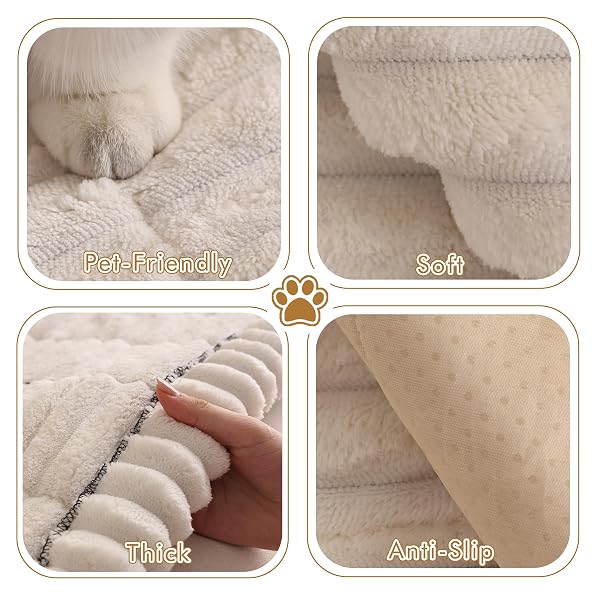 NESTLYMOLY COUCH COVER FOR SOFA, SECTIONAL COUCH COVER FOR DOGS, SOFA COVER WASHABLE, CUSHION COVER BLANKET PAD BED MAT FOR PETS, FLEECE FURNITURE PROTECTOR, WHITE, 23.6X23.6IN