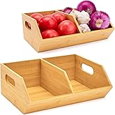 otovioia 2 Set Bamboo Storage Bin, Pantry Organization and Storage Baskets, Kitchen Organization, Potato and Onion Storage Bin - Ideal for Pantry, Countertop, and Vegetable Storage
