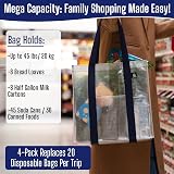 VENO 4 Pack Reusable Grocery Bags with Hard Bottom Beige Heavy Duty Tote view 6