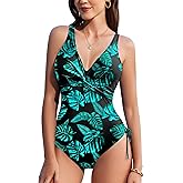 AI'MAGE Women's Tummy Control Swimsuits One Piece Bathing Suits Push Up Slimming Swimwear with Drawstring