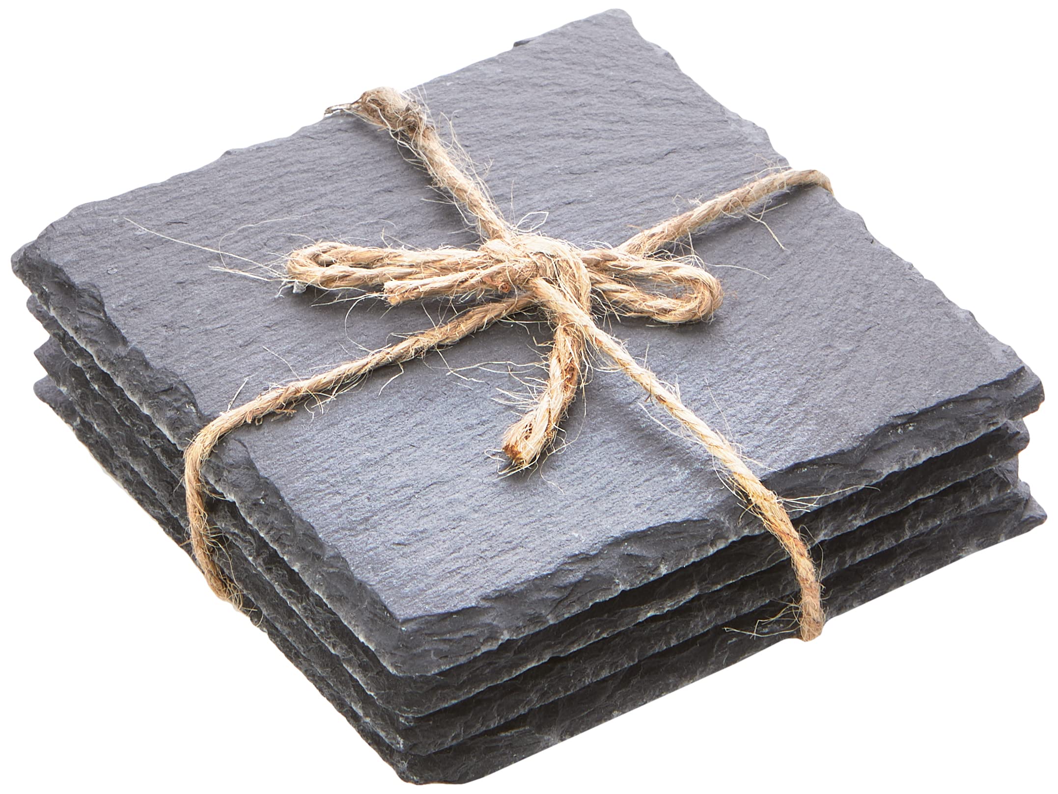 Urban Living Set of 4 Square Slate Coaster for Drinks Table Home Pub Bar L-10cm x W-10cm x H-0.8cm