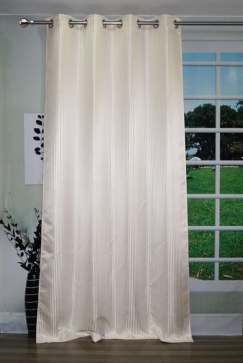 Buy Lushomes Cream Contemporary Stripped Long Door Curtain With 8