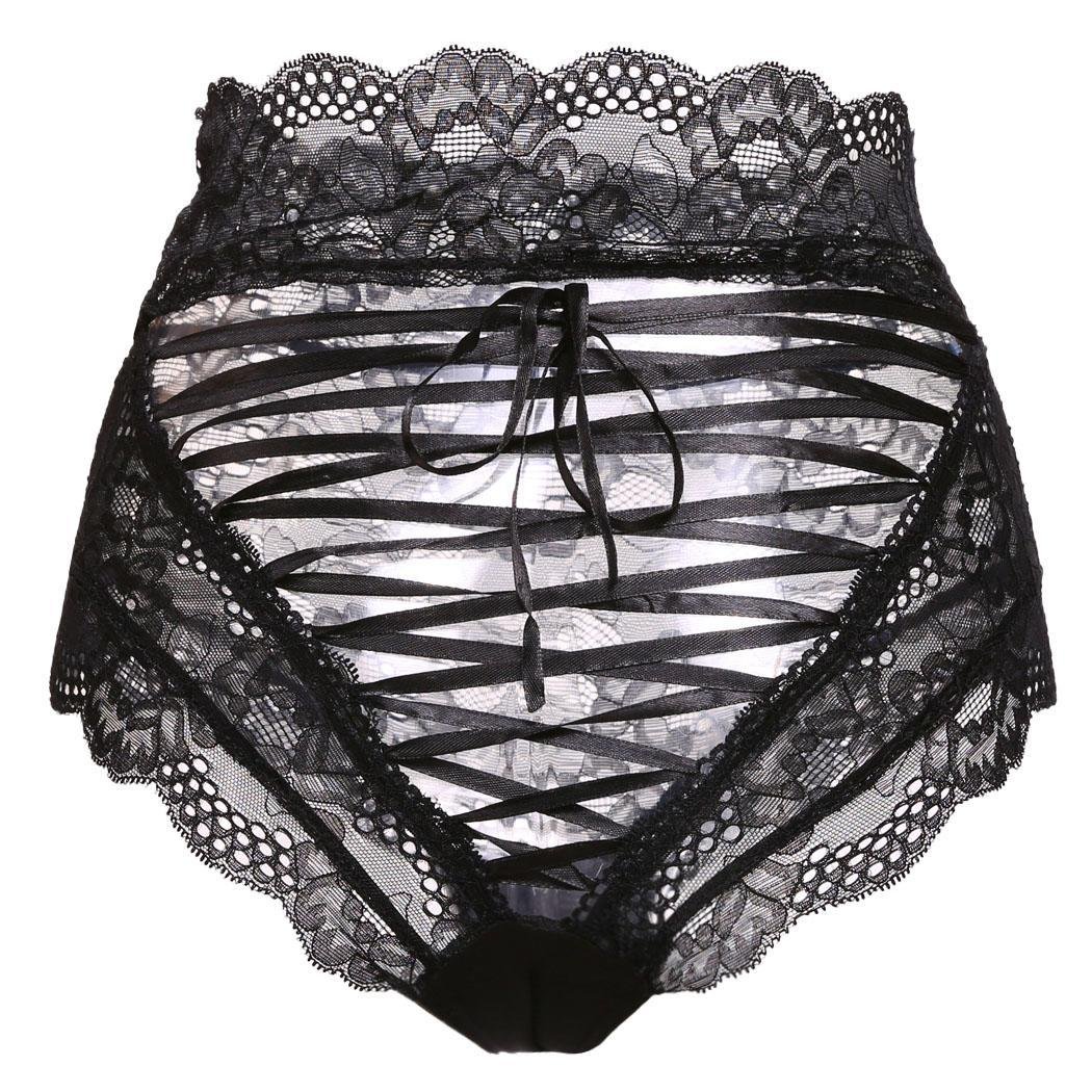 Vividy Women Sexy Hollow Floral Lace G-String Briefs Panties Thongs Lingerie Underwear Knickers Thongs Black