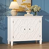 40" Coffee Bar Cabinet with Shelf, Craft Storage Cabinet with Doors, Wood Cabinet, Charming Carved Motif, Entry Way Cabinet w