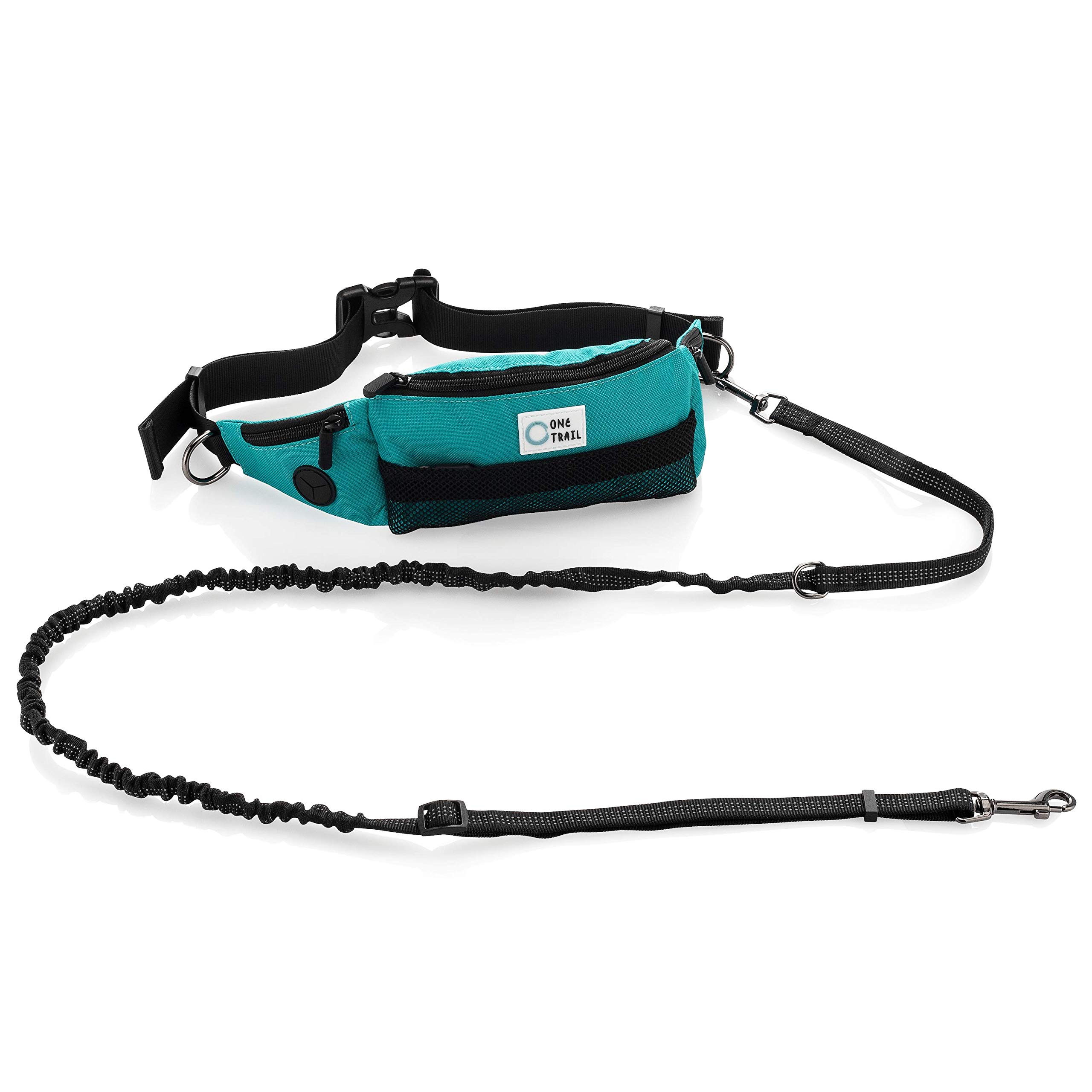One Trail Hands Free Dog Lead | Durable Bungee Leash With No-Bounce Pack (Small Dog, Teal)
