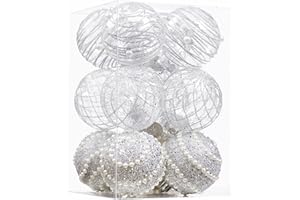 CHRISWISH 12CT Christmas Ball Ornaments Silver Shatterproof Clear Large Plastic Christmas Tree Decoration, Delicate Hanging Ornaments for Xmas Party, Wedding, Holiday and Home Décor(70mm/2.76")