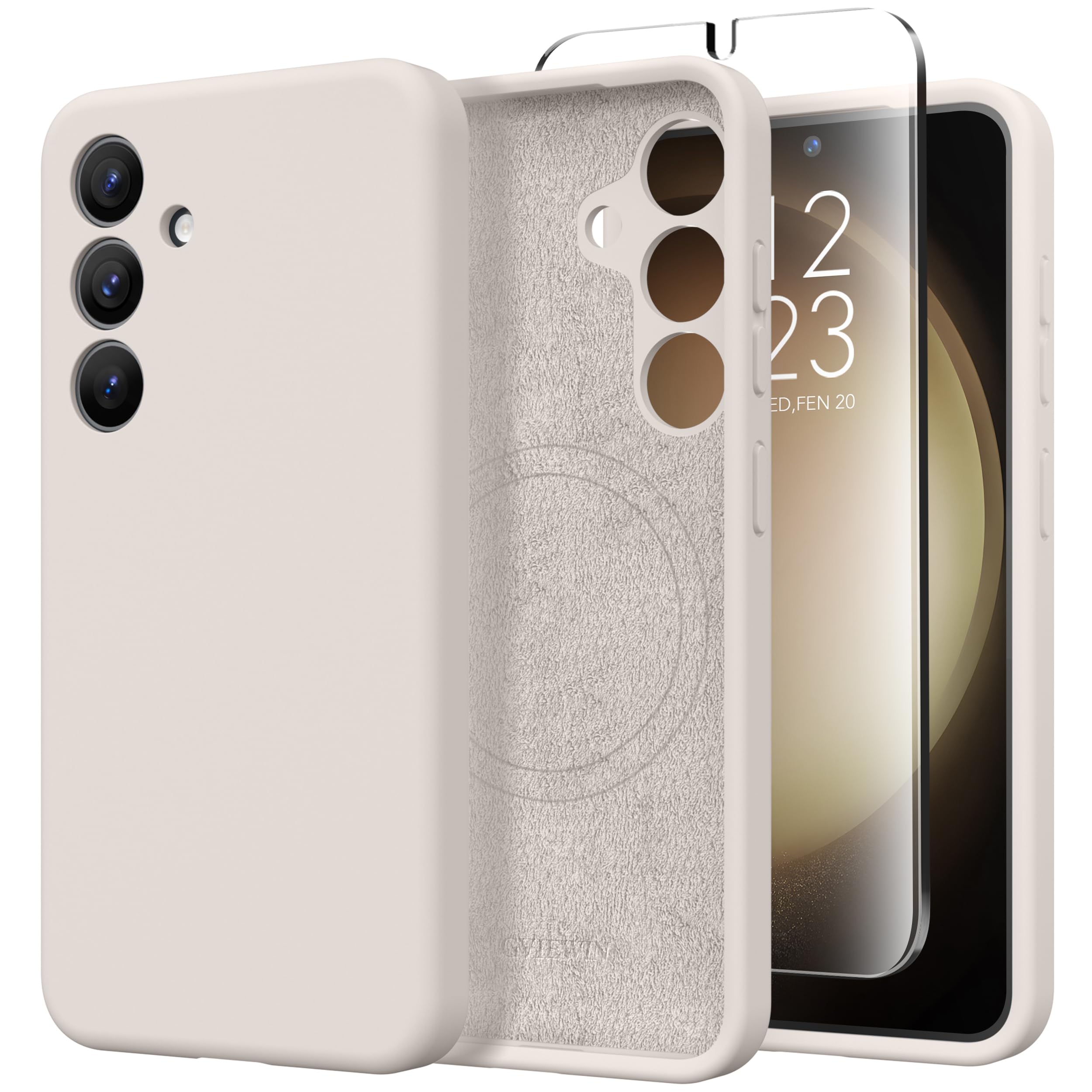 Photo 1 of GVIEWIN Case for Samsung Galaxy S24 Plus Silicone, Compatible with MagSafe [Camera Protection&Screen Protector], Slim Soft Microfiber Lining Shockproof Protective Phone Cover 6.7"-Stone