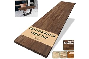 Howizz 72 x 30 in. Solid Wood Table Top, Dark Walnut Stained Acacia Desktop for Standing Desk/Office Tabletop/Countertop, 1in. Thick