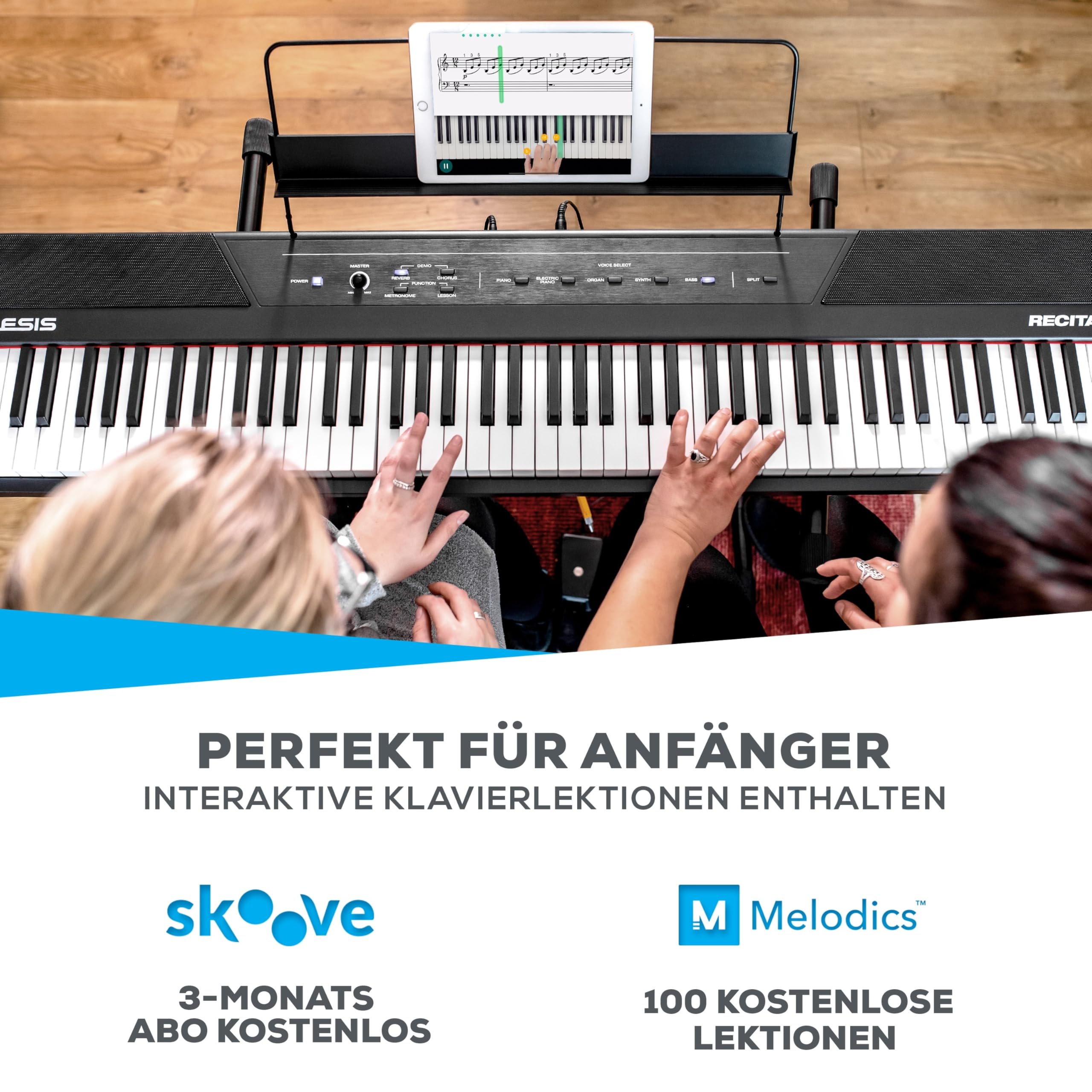 Alesis Recital - E Piano 88 Tasten für Einsteiger mit Halbgewichteten Volle Größe Klavier, Lautsprechern, Fünf Premium-Stimmen, Kopfhörerausgang, Klavier Lektionen-Abo 2