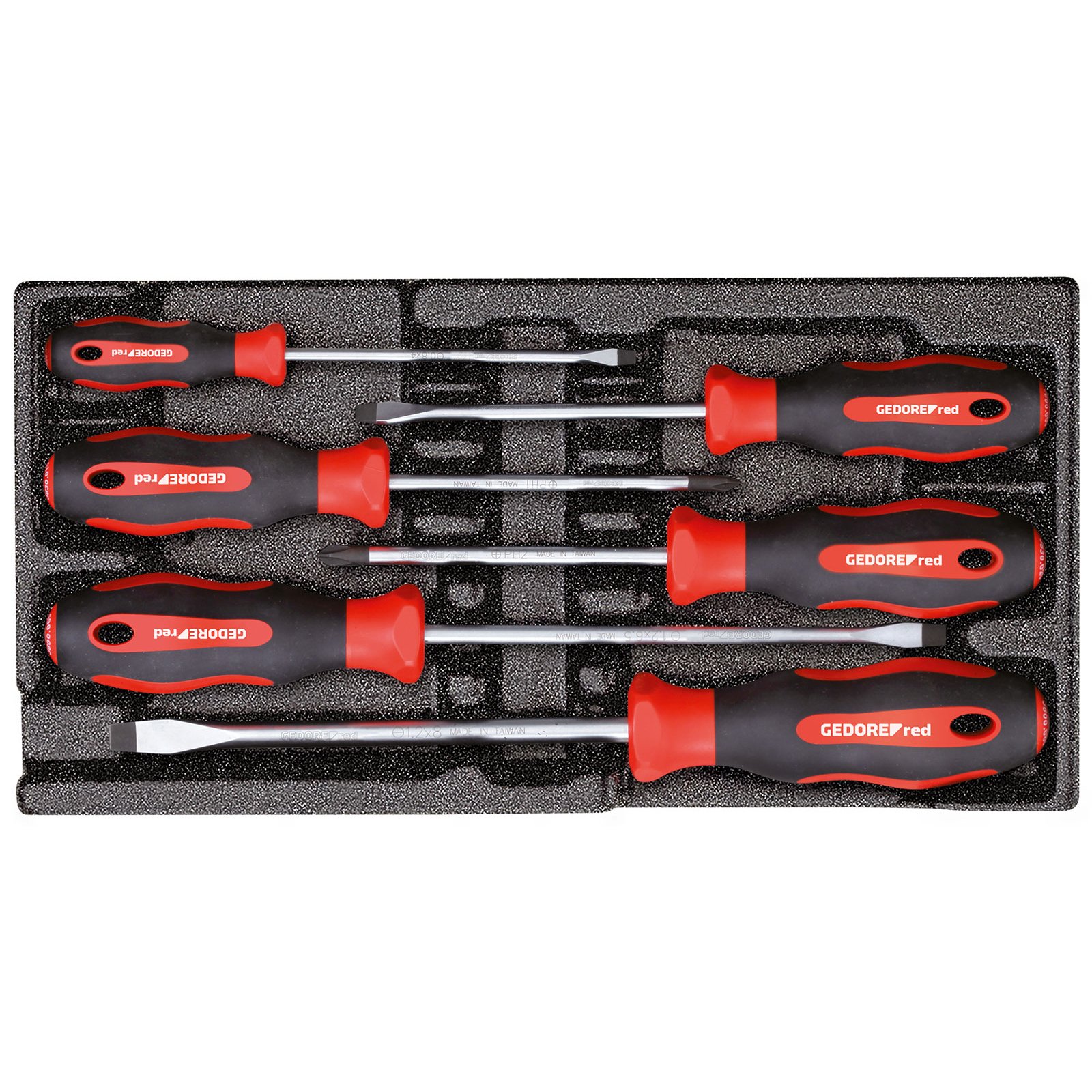 GEDORE Red Screwdriver Set in 1/3 Foam Module, 6 Pieces