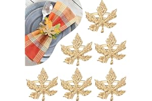 KESOTE Fall Napkin Rings Set of 6 Thanksgiving Napkin Rings, Maple Napkin Ring Holders for Formal or Casual Dinning Table Decor