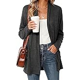 GOXNOCT Women's Long Sleeve Lightweight Cardigan Sweaters with Pockets Casual Loose Fit Open Front Jacket Coat
