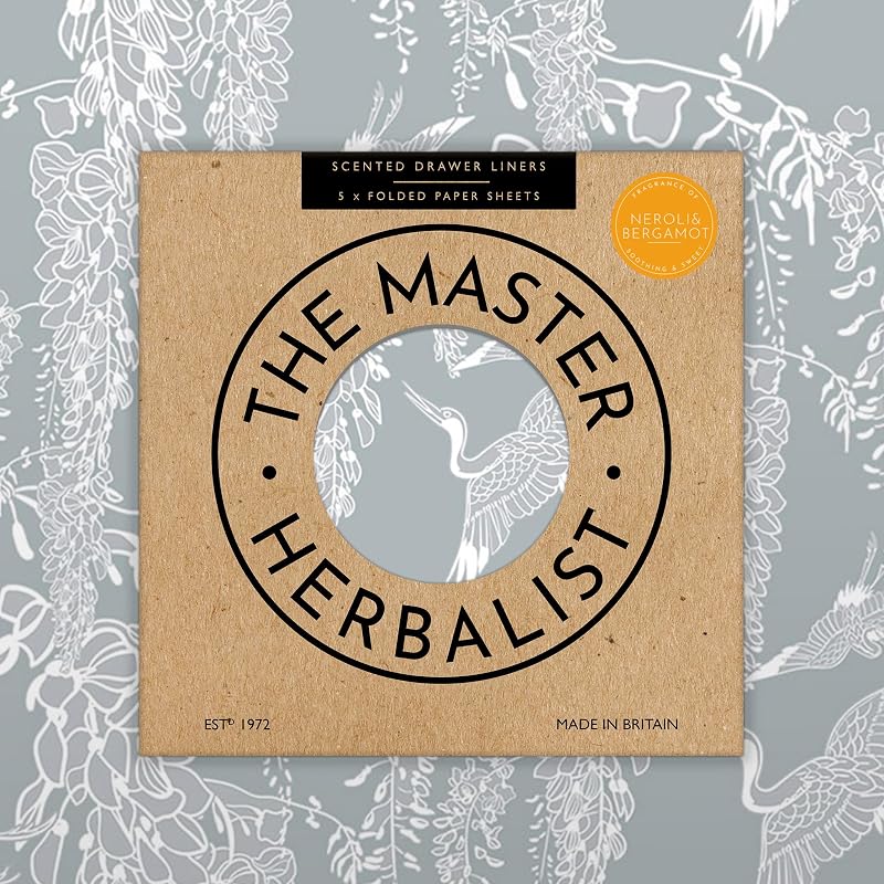 The Master Herbalist Scented Drawer Liners - Classical Heron Design