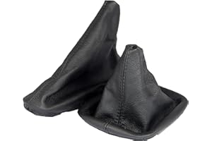 L & P Car Design Set of Shift Boot Cover and Handbrake Cover Genuine Real Leather Compatible with BMW 3 Series e46 Manual Transmission
