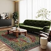 Funky Crocodile Area Rug for Bedroom 3x5 ft Vintage Boho Green Red Crocodile Animal Print Rug for Living Room Non-Slip Washable Carpet
