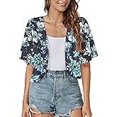 ZNVGIRL Women Shrug Chiffon Cardigans Open Front Short Sleeve Bolero for Evening Dressy