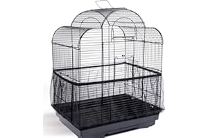 Hakeeta Bird Cage Skirt, Mesh Bird Seed Catcher, Birds Cage Airy Net Cover, Soft Nylon Ventilated Skirt Traps Cage Basket Seed Guard Parrot with Adjustable Drawstring.(Large Size-XL(Black)