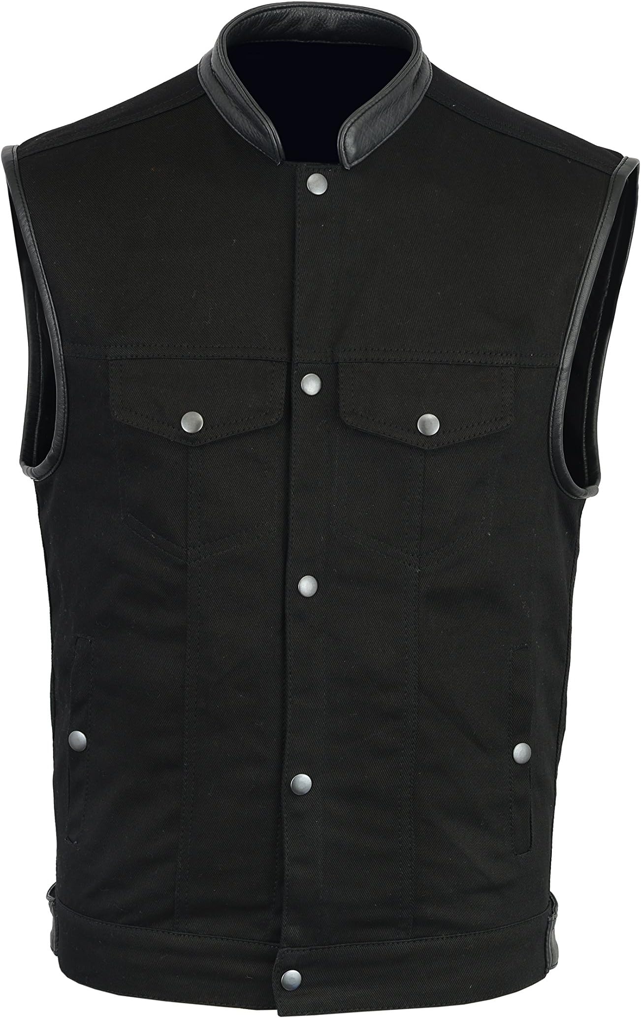 Mara Leather Basic Denim Vest Black 100% Cotton for Men's (S - 10XL)