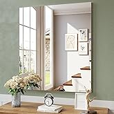 Brightify Frameless Mirror, 28x32 Inch Bathroom Mirrors for Over Sink, Large Tempered Glass Square Wall Mirror, Frameless Vanity Mirror for Gym, Yoga, Living Room, Bedroom, Entryway