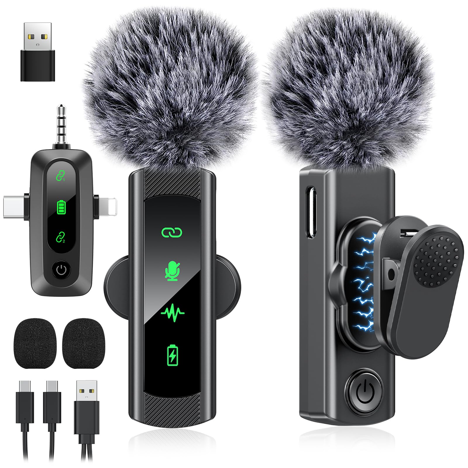 3 in 1 Wireless Lavalier Microphone for