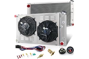 OzCoolingParts 3 Row Core Aluminum CU162 Radiator + 2 x 12" Fan w/Louver Shroud Kit for 1970-1987 71 72 73 74 75 76 77 78 Chevy/GMC C/K/G-Series C10 C20 C25 C30 C3500 K10 K20 Nova Camaro Blazer