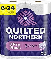 Quilted Northern Ultra Plush Toilet Paper, 6 Mega Rolls = 24 Regular Rolls, 3X Thicker*, 3 Ply Soft Toilet Tissue