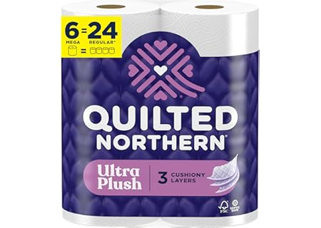 Quilted Northern Ultra Plush Toilet Paper, 6 Mega Rolls = 24 Regular Rolls,...