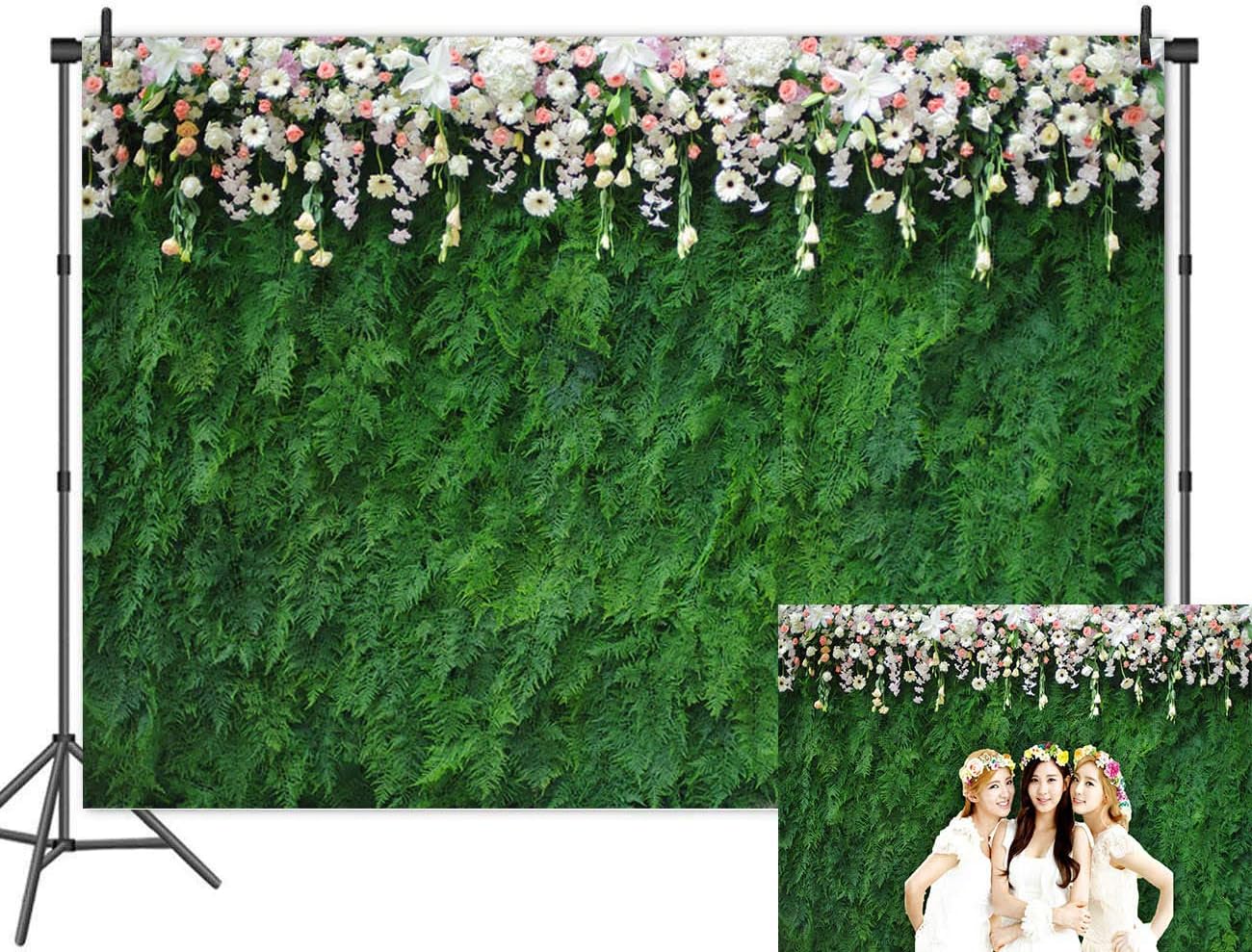 Qian Vinyl Nature Green Leaf Photography Backdrops 3D Floral Photo Backdrops for Wedding Bridal Shower Decoration Studio Props Banner 8x6ft