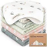6-Pack Cotton Baby Washcloths for Newborn - Organic Cotton Muslin Soft Wash Cloths for Babies, Infant, Kids, Toddler Towels B
