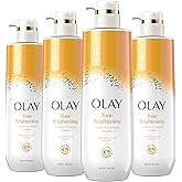 Olay Body Wash for Women, Tone Brightening Exfoliation, Vitamin C Serum Complex, Renew Moisture, Free of Parabens & Phthalates, Vitamin B3 Lameller Technology, For All Skin Types, 20 fl oz (Pack of 4)